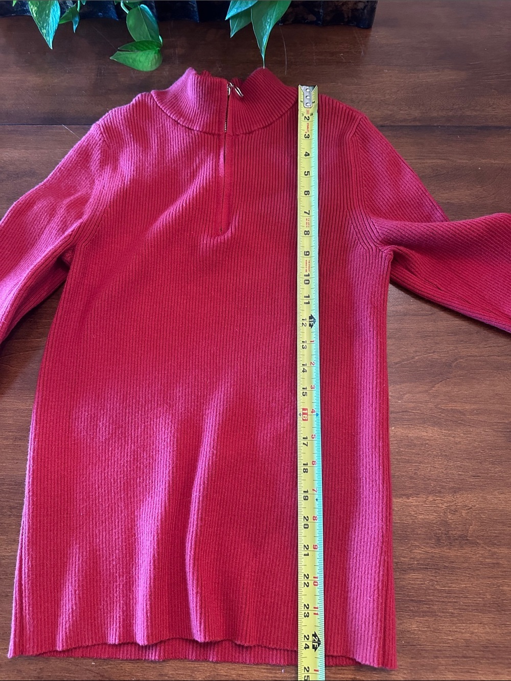 Red Ribbed Half-Zip Mock Neck Sweater - Picture 5 of 5